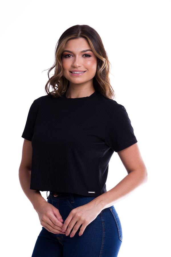 Cropped com manga Canelado